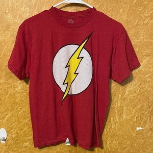 Red T-Shirt with Lightning Bolt Graphic